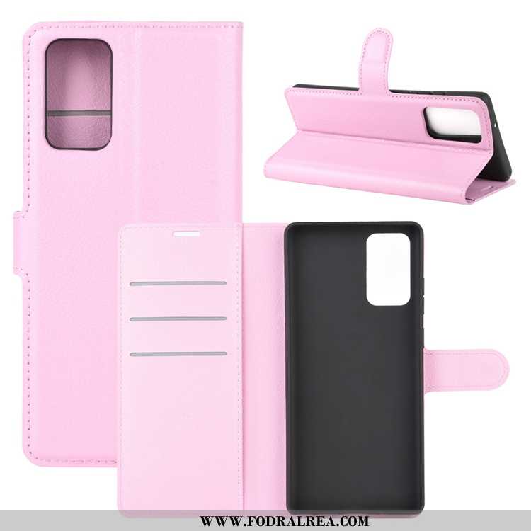 Fodral Samsung Galaxy Note20 Ultra Läderfodral Kort Rosa, Skal Samsung Galaxy Note20 Ultra Nubuck Gl