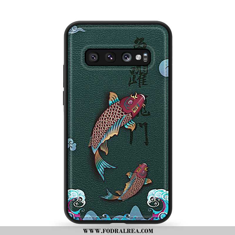 Fodral Samsung Galaxy S10 Mönster Retro, Skal Samsung Galaxy S10 Trend Kinesisk Stil Grön