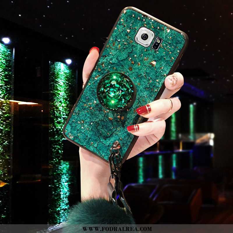 Fodral Samsung Galaxy S6 Med Strass Skal Guld, Samsung Galaxy S6 Mjuk Skydd Grön