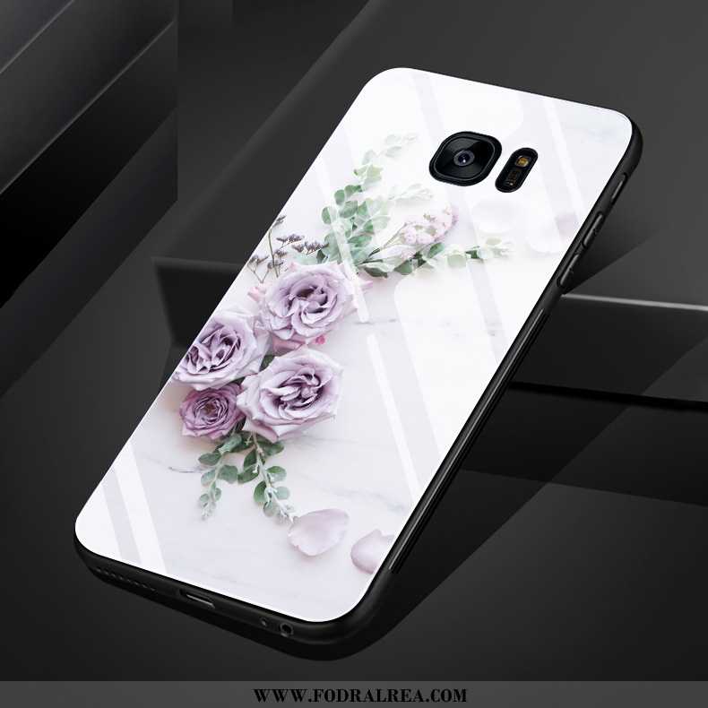 Fodral Samsung Galaxy S7 Edge Glas Blommor Hjärta, Skal Samsung Galaxy S7 Edge Kreativa Vita