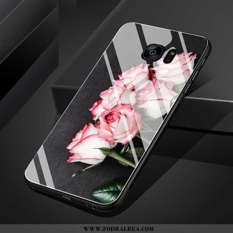 Fodral Samsung Galaxy S7 Edge Glas Blommor Hjärta, Skal Samsung Galaxy S7 Edge Kreativa Vita