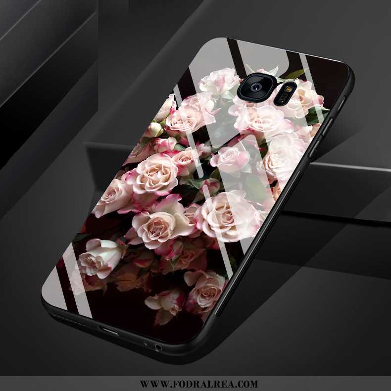 Fodral Samsung Galaxy S7 Edge Glas Blommor Hjärta, Skal Samsung Galaxy S7 Edge Kreativa Vita