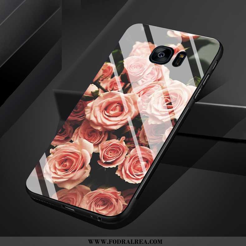 Fodral Samsung Galaxy S7 Edge Glas Blommor Hjärta, Skal Samsung Galaxy S7 Edge Kreativa Vita