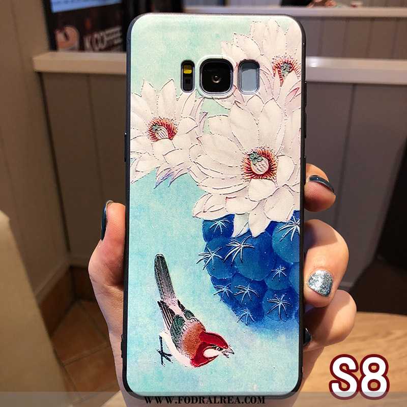 Fodral Samsung Galaxy S8 Skydd Blommig Stjärna, Skal Samsung Galaxy S8 Lättnad Ring Blå