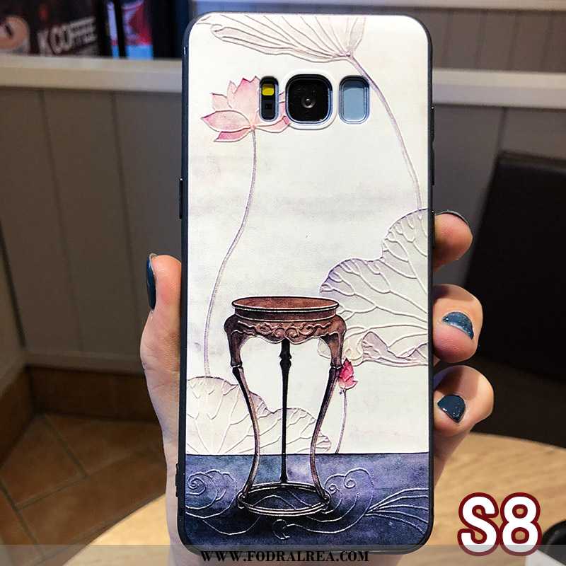 Fodral Samsung Galaxy S8 Skydd Blommig Stjärna, Skal Samsung Galaxy S8 Lättnad Ring Blå