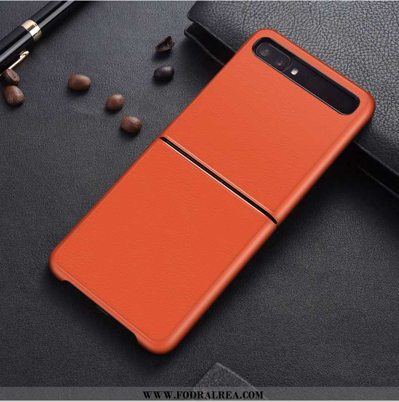 Fodral Samsung Z Flip Kreativa Solid Färg Stjärna, Skal Samsung Z Flip Läder Enkel Orange