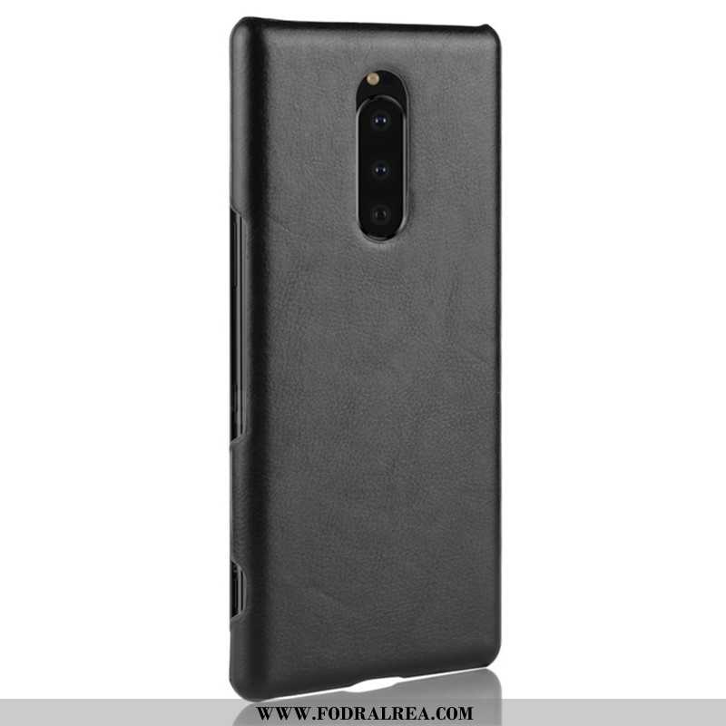 Fodral Sony Xperia 1 Läder Skydd Litchi, Skal Sony Xperia 1 Mönster Svarta