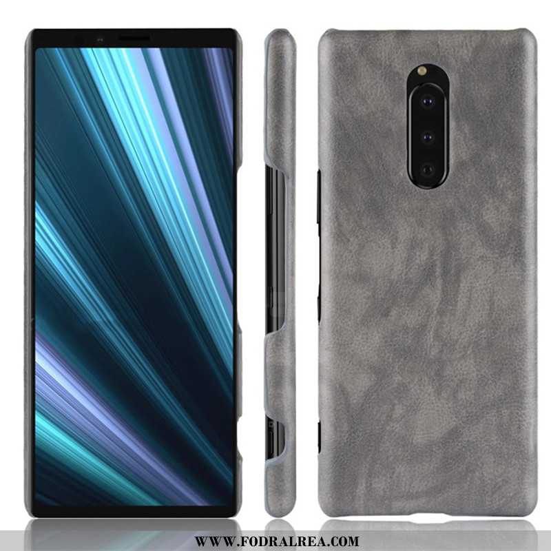 Fodral Sony Xperia 1 Läder Skydd Litchi, Skal Sony Xperia 1 Mönster Svarta