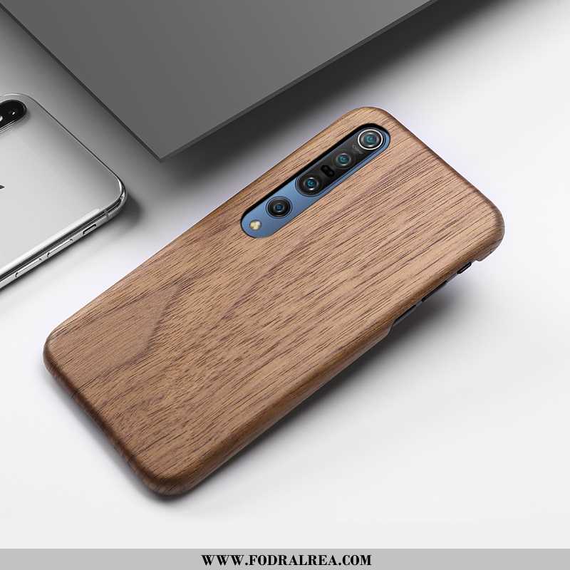 Fodral Xiaomi Mi 10 Pro Wood Fallskydd Glidskydds, Skal Xiaomi Mi 10 Pro Skydd Liten Bruna