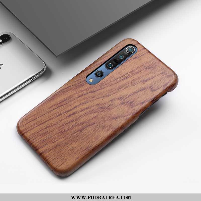 Fodral Xiaomi Mi 10 Pro Wood Fallskydd Glidskydds, Skal Xiaomi Mi 10 Pro Skydd Liten Bruna