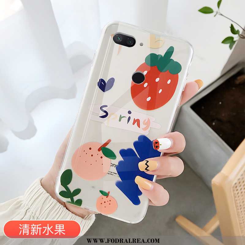 Fodral Xiaomi Mi 8 Lite Trend Transparent, Skal Xiaomi Mi 8 Lite Skydd Jordgubbar Rosa