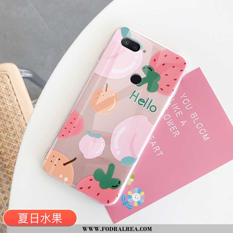 Fodral Xiaomi Mi 8 Lite Trend Transparent, Skal Xiaomi Mi 8 Lite Skydd Jordgubbar Rosa