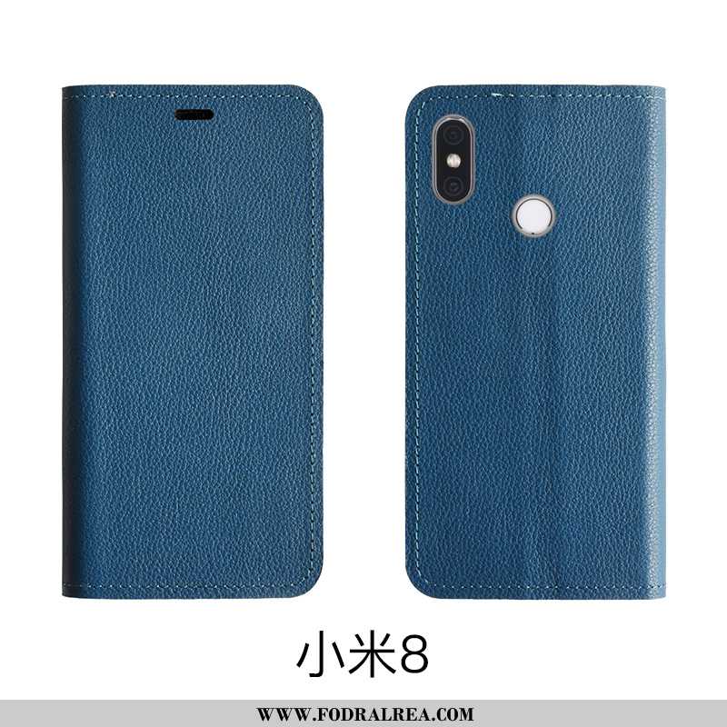 Fodral Xiaomi Mi 8 Läderfodral Röd Läder, Skal Xiaomi Mi 8 Äkta Läder Liten Rosa