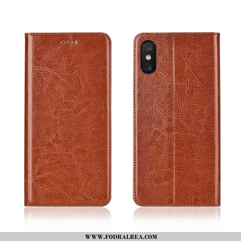 Fodral Xiaomi Mi 8 Pro Läderfodral Brun Skydd, Skal Xiaomi Mi 8 Pro Äkta Läder All Inclusive