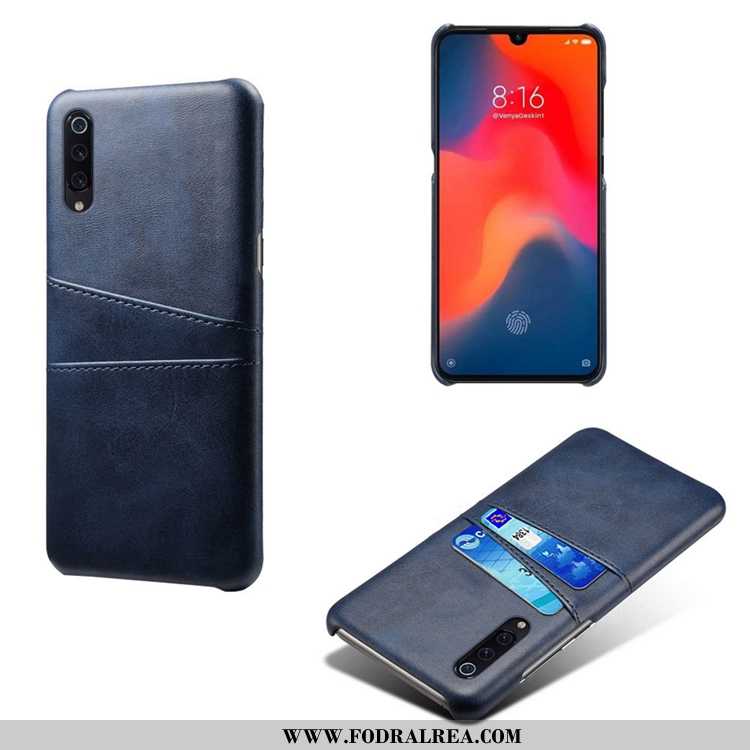 Fodral Xiaomi Mi 9 Se Mönster Kort Bakre Omslag, Skal Xiaomi Mi 9 Se Läderfodral Liten Mörkblå