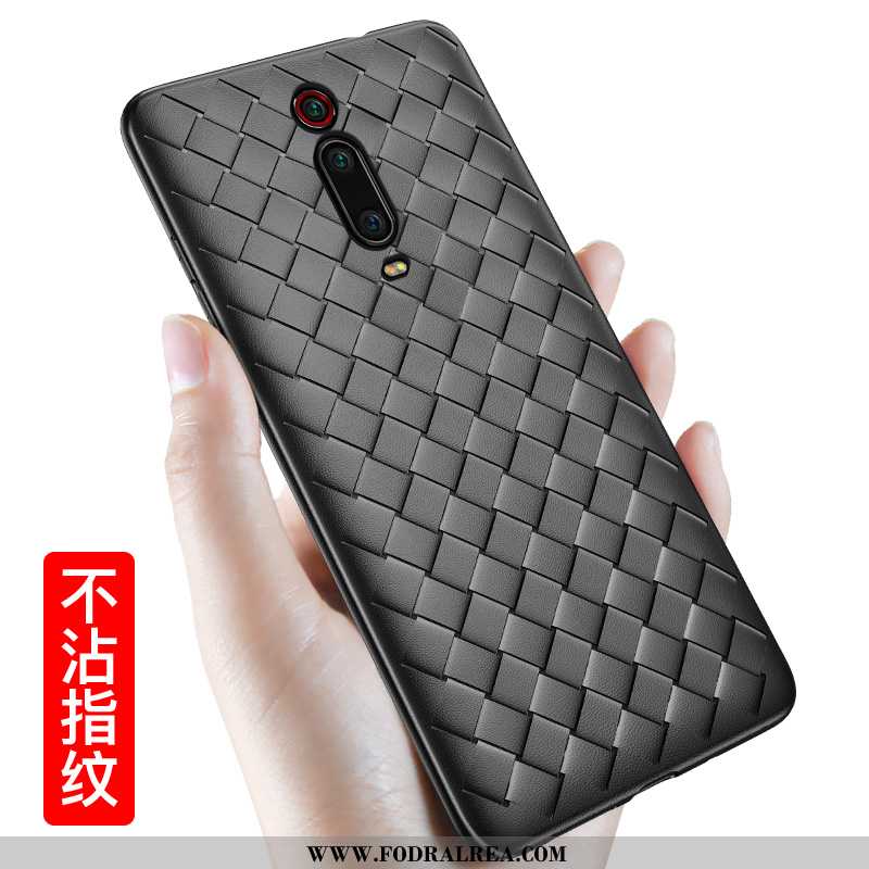 Fodral Xiaomi Mi 9t Tunn Interlace Par, Skal Xiaomi Mi 9t Mjuk Nubuck Svarta