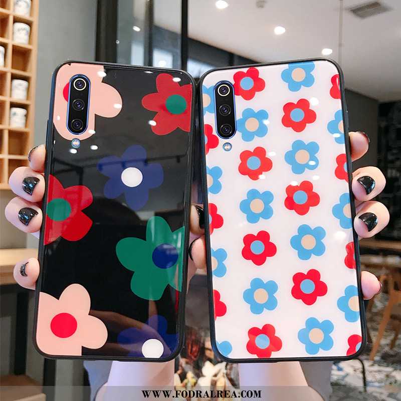 Fodral Xiaomi Mi A3 Personlighet Blommor Skydd, Skal Xiaomi Mi A3 Kreativa Glas Svarta