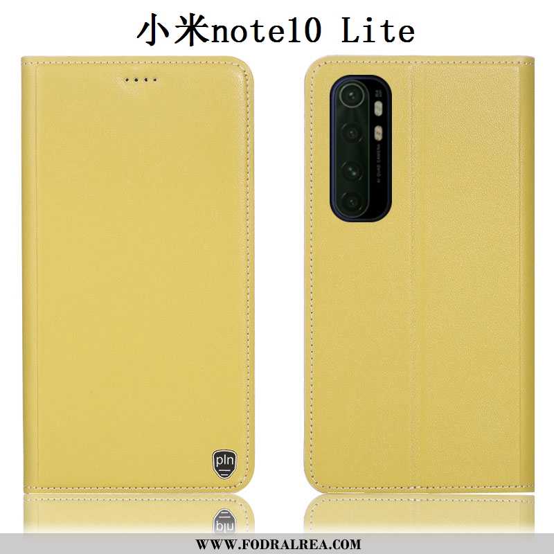 Fodral Xiaomi Mi Note 10 Lite Äkta Läder Gul Mobil Telefon, Skal Xiaomi Mi Note 10 Lite Skydd Täcka