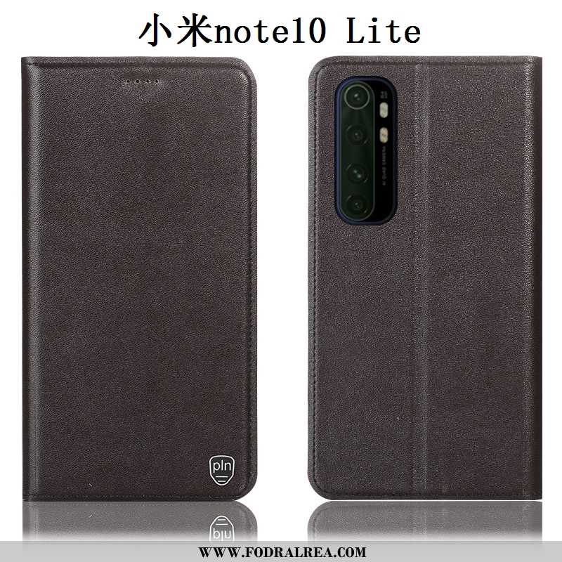 Fodral Xiaomi Mi Note 10 Lite Äkta Läder Gul Mobil Telefon, Skal Xiaomi Mi Note 10 Lite Skydd Täcka