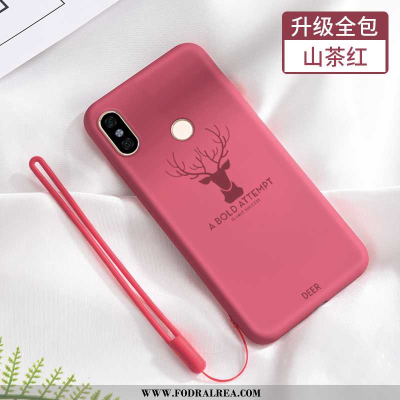 Fodral Xiaomi Redmi Note 6 Pro Nubuck Fallskydd Net Red, Skal Xiaomi Redmi Note 6 Pro Mjuk Silikon S