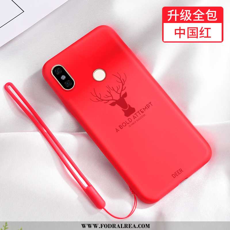 Fodral Xiaomi Redmi Note 6 Pro Nubuck Fallskydd Net Red, Skal Xiaomi Redmi Note 6 Pro Mjuk Silikon S