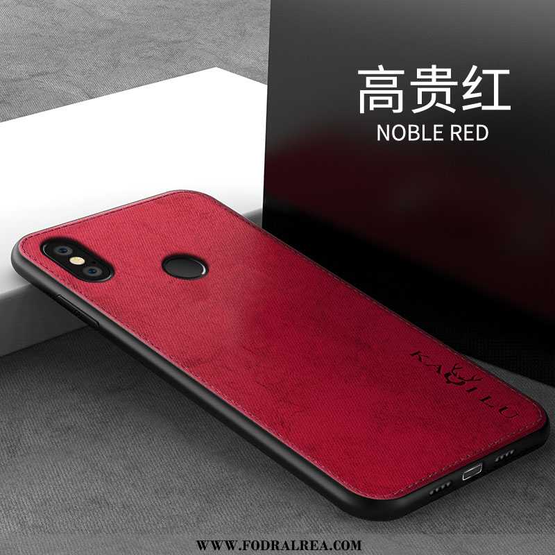 Fodral Xiaomi Redmi Note 6 Pro Personlighet Röd Nubuck, Skal Xiaomi Redmi Note 6 Pro Kreativa Grå