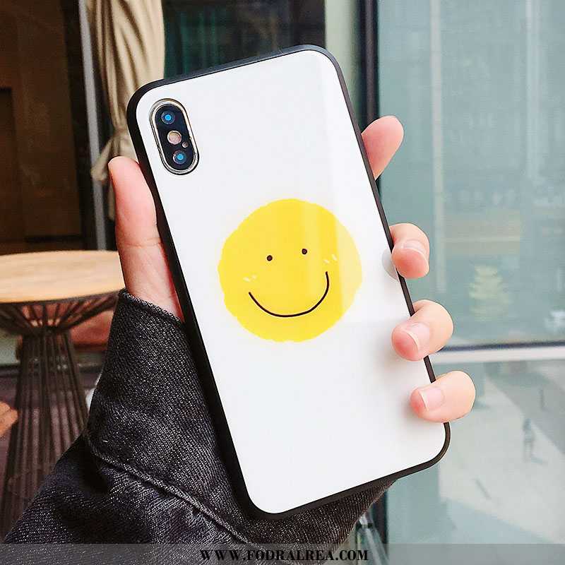 Fodral iPhone X Glas Smiley All Inclusive, Skal iPhone X Trend Hjärta Gul