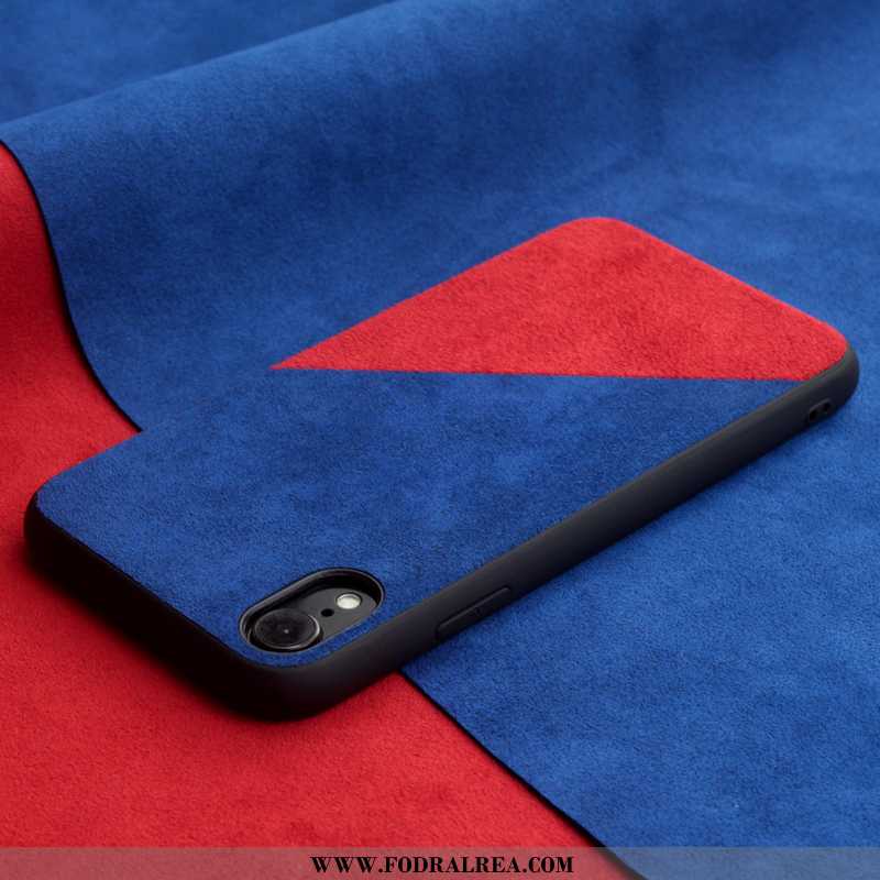 Fodral iPhone Xr Läderfodral Sämskskinn Europa, Skal iPhone Xr Kreativa Blå