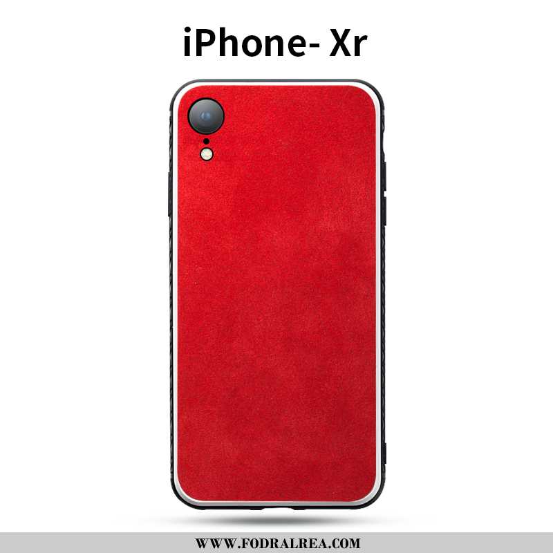 Fodral iPhone Xr Trend Mönster Mobil Telefon, Skal iPhone Xr Sämskskinn Nubuck Röd