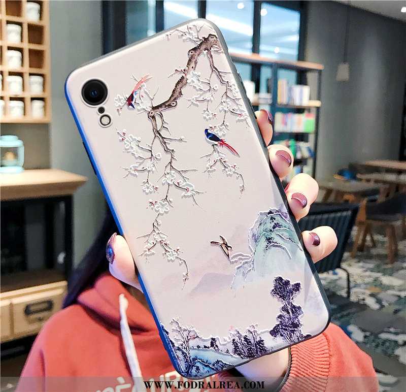 Fodral iPhone Xr Vacker Mobil Telefon Lättnad, Skal iPhone Xr Mjuk Fågel Beige