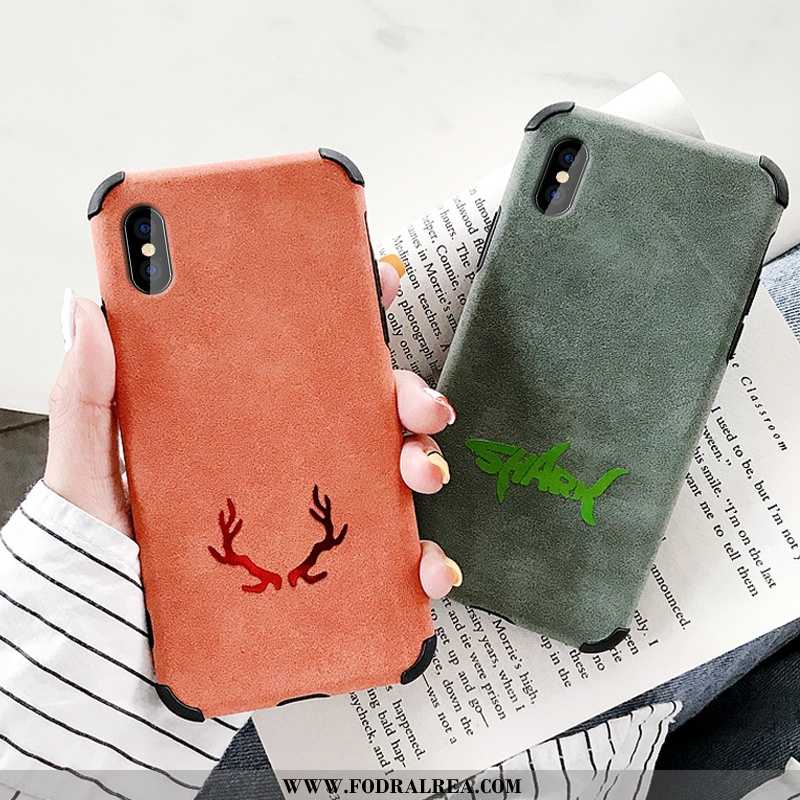 Fodral iPhone Xs Max Personlighet Sämskskinn Velour, Skal iPhone Xs Max Kreativa Buckskin Turkos