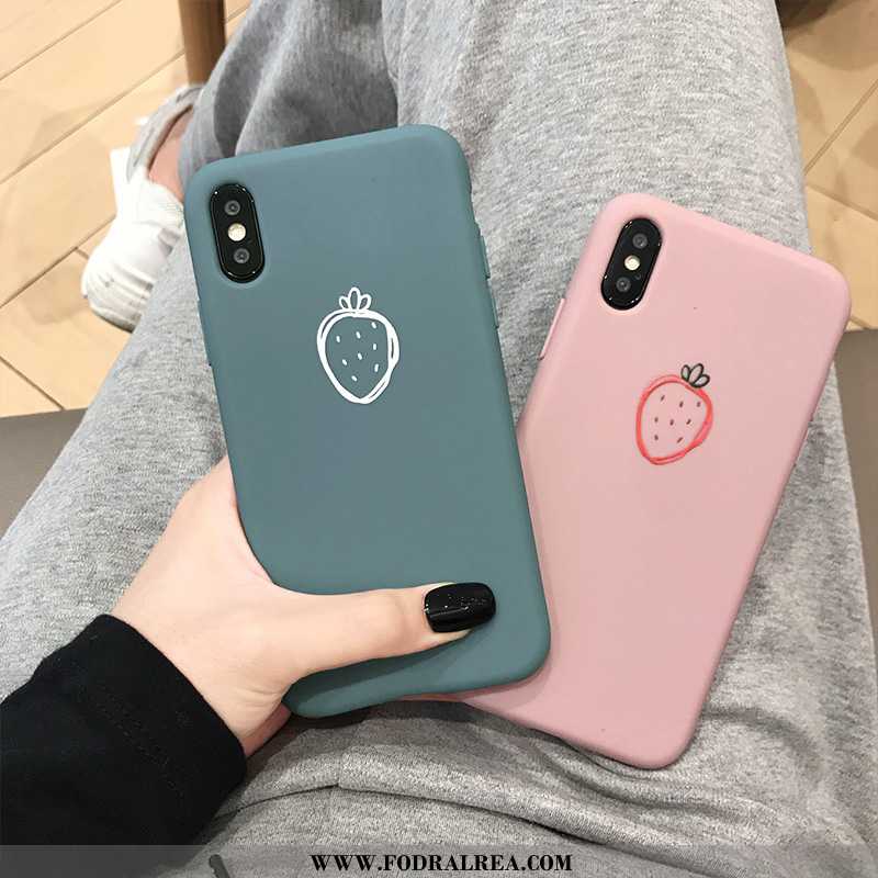 Fodral iPhone Xs Mjuk Kyla Jordgubbar, Skal iPhone Xs Skydd Mobil Telefon Rosa