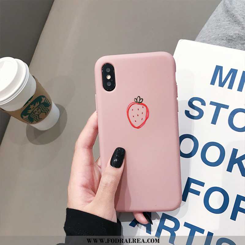 Fodral iPhone Xs Mjuk Kyla Jordgubbar, Skal iPhone Xs Skydd Mobil Telefon Rosa