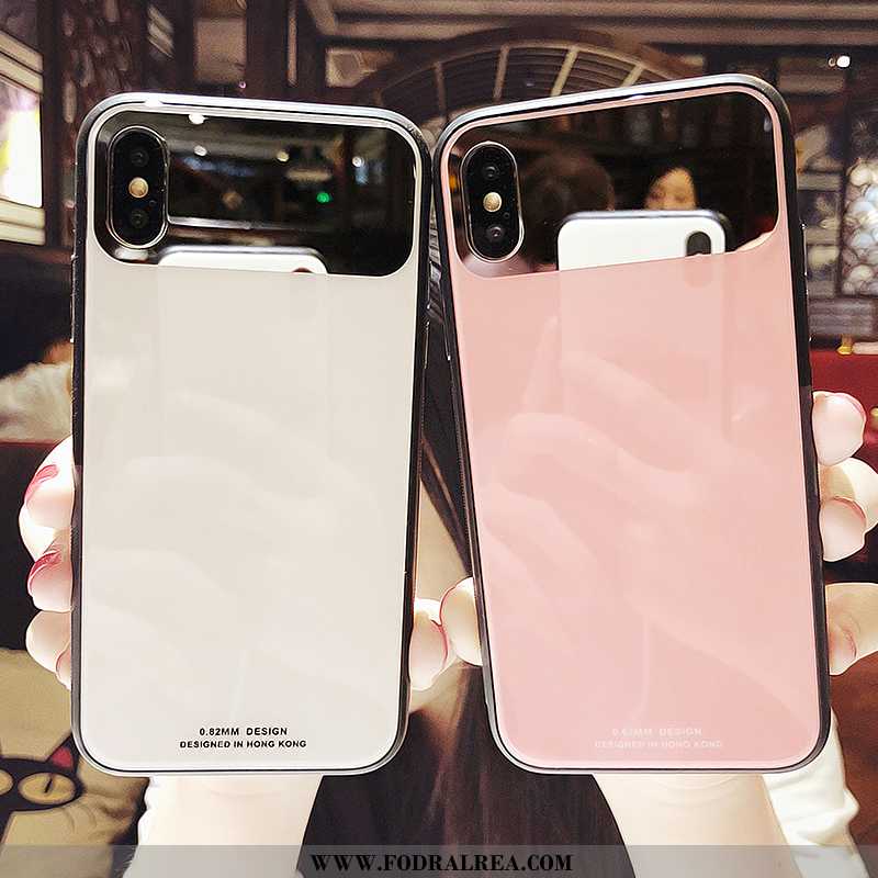 Fodral iPhone Xs Personlighet Mobil Telefon Glas, Skal iPhone Xs Trend Rosa