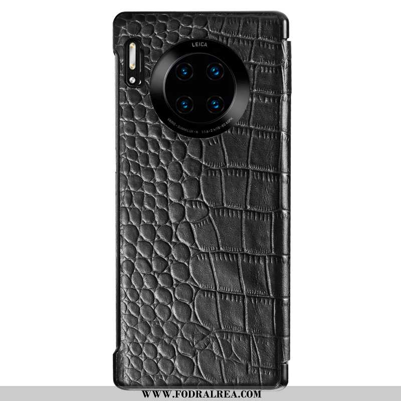 Skal Huawei Mate 30 Rs Skydd All Inclusive, Fodral Huawei Mate 30 Rs Äkta Läder Svart Svarta