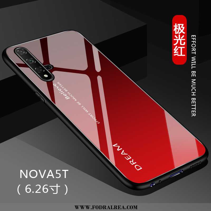 Skal Huawei Nova 5t Skydd Gradient Net Red, Fodral Huawei Nova 5t Glas Mobil Telefon Svarta