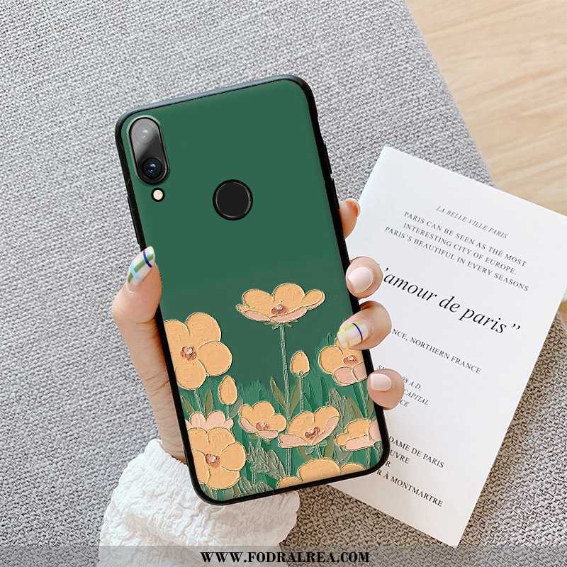 Skal Huawei P Smart 2020 Nubuck Blommor Super, Fodral Huawei P Smart 2020 Lättnad Mobil Telefon Grön