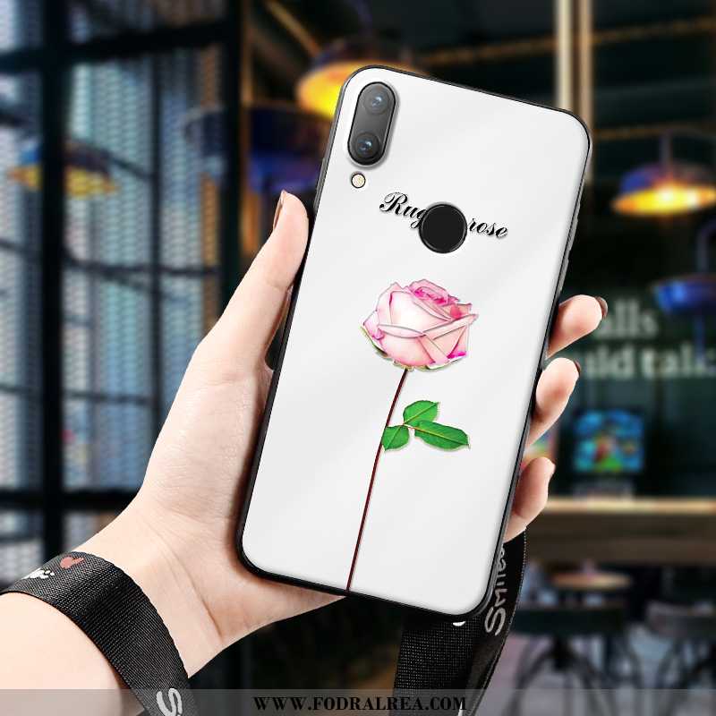 Skal Huawei P Smart 2020 Tunn Vit Enkel, Fodral Huawei P Smart 2020 Skydd Blommor Vita