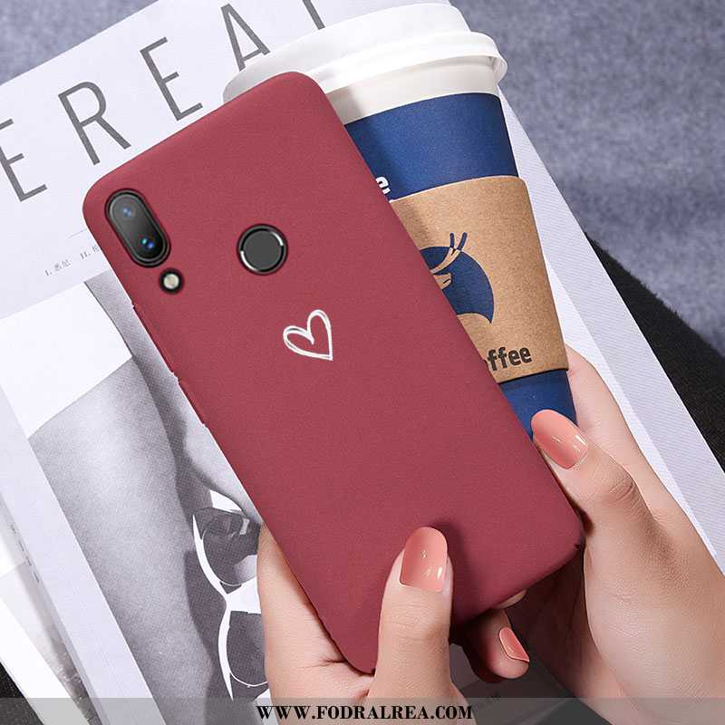 Skal Huawei P Smart+ Tunn Vinröd, Fodral Huawei P Smart+ Nubuck Net Red Vinröd