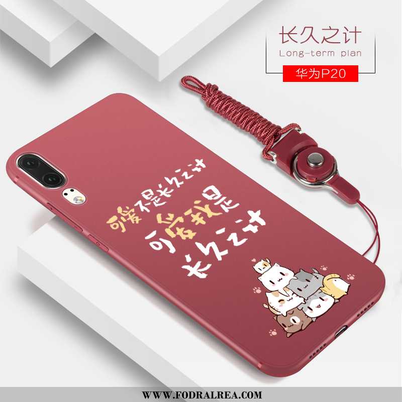 Skal Huawei P20 Silikon Net Red, Fodral Huawei P20 Nubuck Personlighet Röd