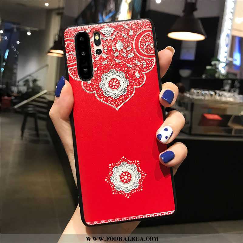 Skal Huawei P30 Pro Kreativa Nubuck Fallskydd, Fodral Huawei P30 Pro Lättnad Mobil Telefon Röd