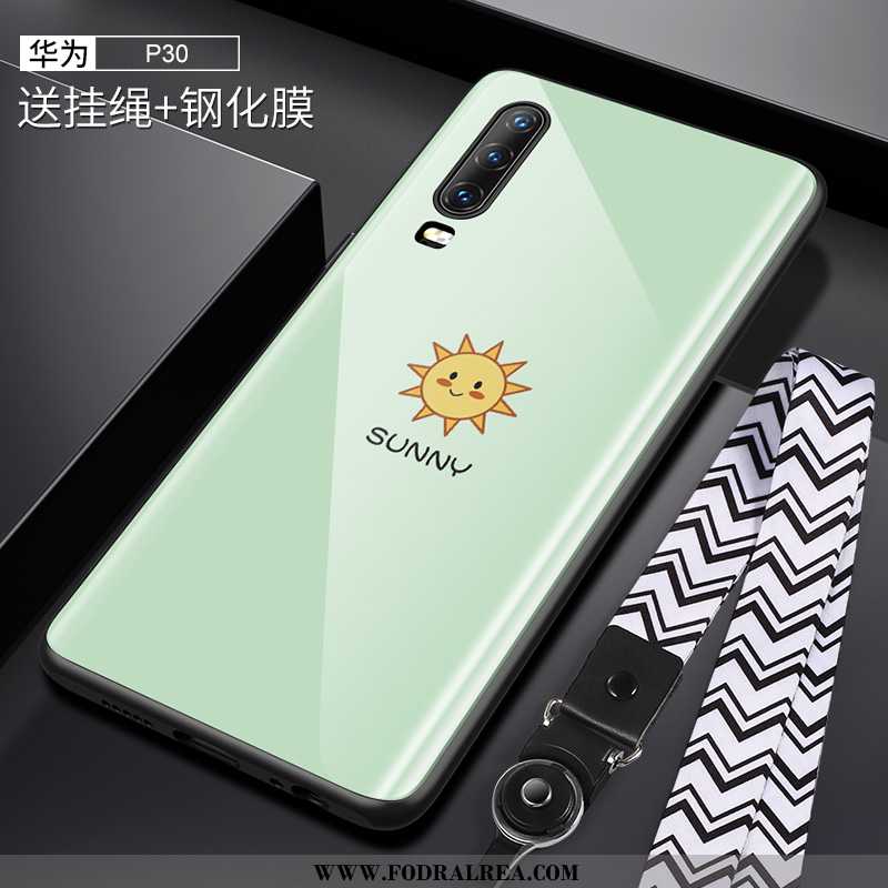 Skal Huawei P30 Trend Solen, Fodral Huawei P30 Glas Grön Vita