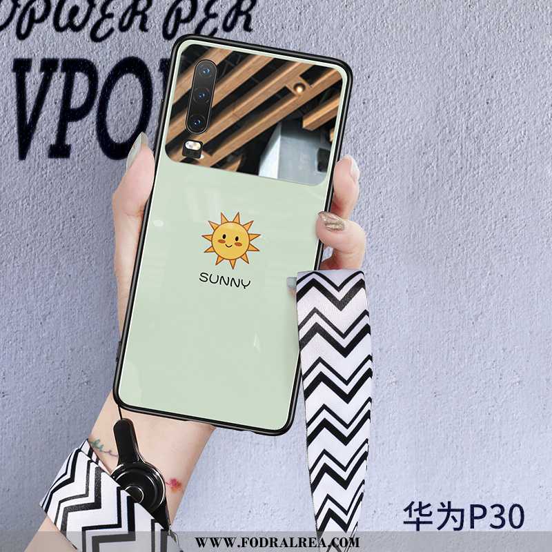 Skal Huawei P30 Trend Solen, Fodral Huawei P30 Glas Grön Vita