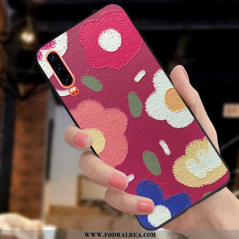 Skal Huawei P30 Vacker Nubuck Kyla, Fodral Huawei P30 Tunn Ny Röd