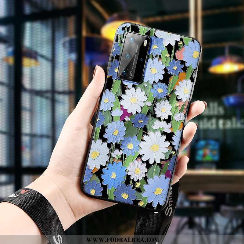 Skal Huawei P40 Pro Skydd Blommor Silikon, Fodral Huawei P40 Pro Lättnad Fallskydd Grön