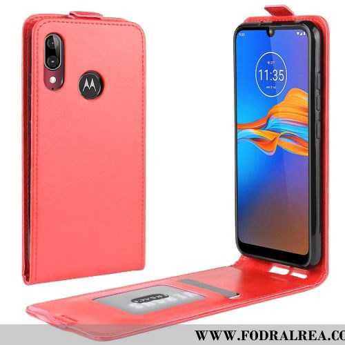 Skal Moto E6 Plus Skydd Business Röd, Fodral Moto E6 Plus Läderfodral Mobil Telefon Röd