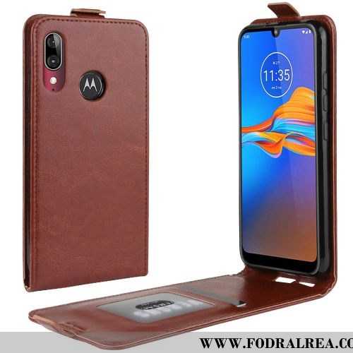 Skal Moto E6 Plus Skydd Business Röd, Fodral Moto E6 Plus Läderfodral Mobil Telefon Röd