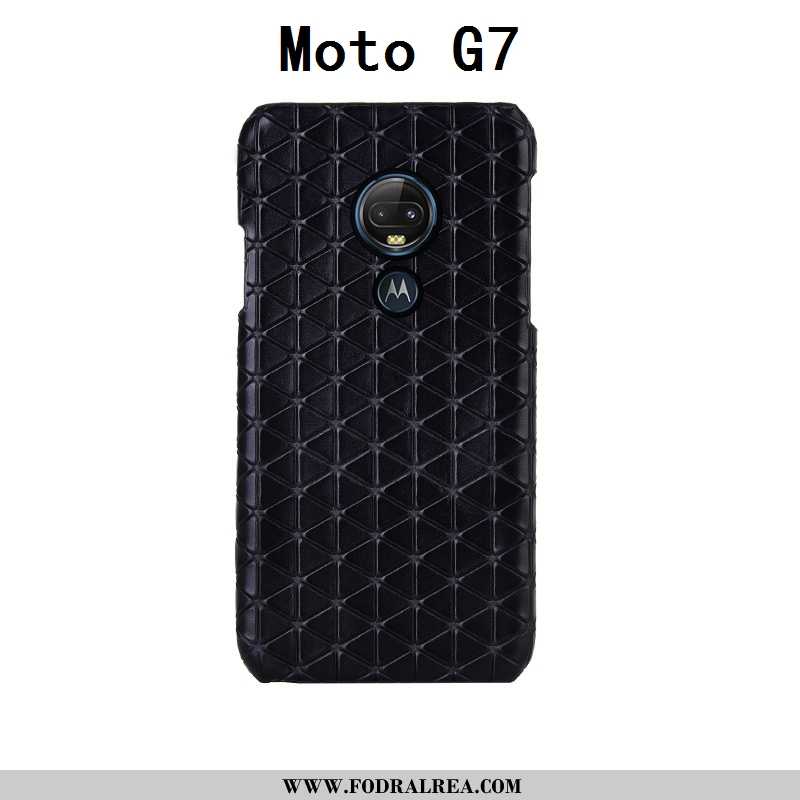 Skal Moto G7 Mode Läder Skydd, Fodral Moto G7 Lyxiga Kreativa Svarta