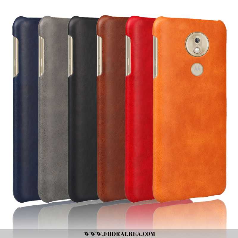 Skal Moto G7 Play Skydd Läder Fodral, Fodral Moto G7 Play Nubuck Retro Orange