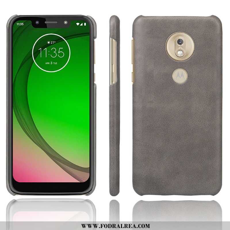 Skal Moto G7 Play Skydd Läder Fodral, Fodral Moto G7 Play Nubuck Retro Orange